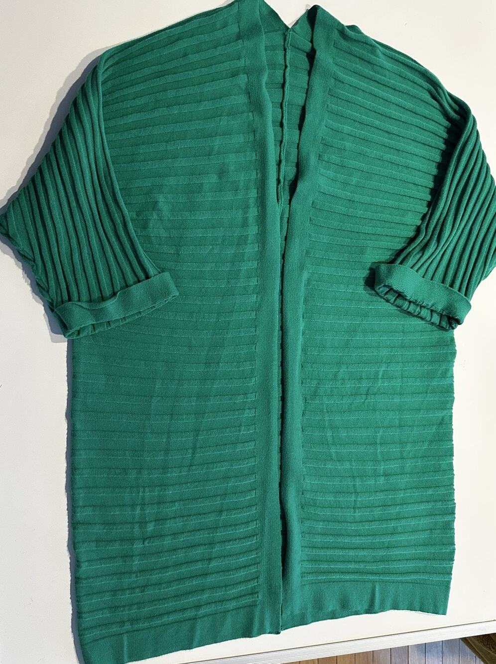 HOTTOUCH Women's Green Ribbed Knit Open Front Long Sleeve Cardigan Sweater Large